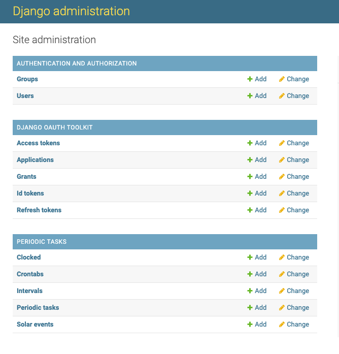 Django Admin interface screenshot